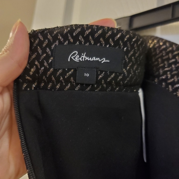 Black and gold patterned mini skirt sz 10 - Picture 6 of 7